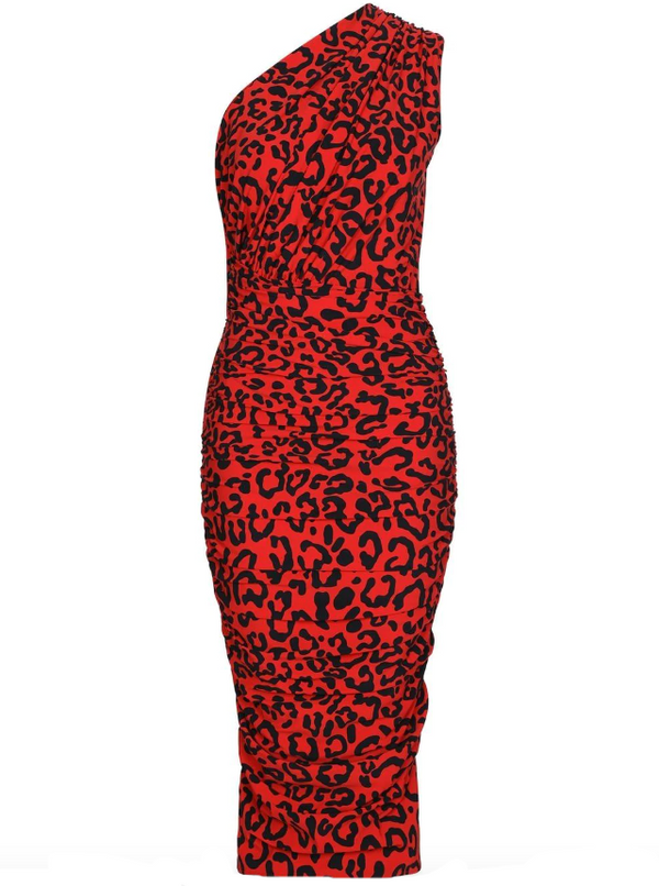 Dolce & Gabbana one-shoulder leopard-print jersey dress
