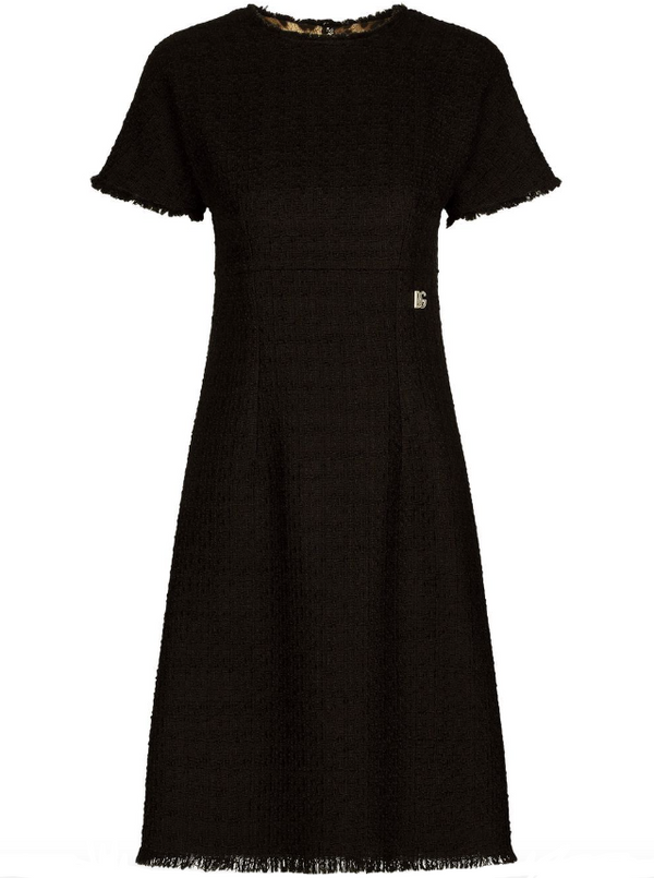 Dolce & Gabbana raschel tweed calf-length dress with DG logo