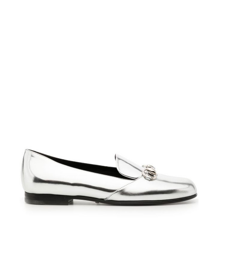 Gucci Silver metallic leather horsebit loafer Profile Fashion