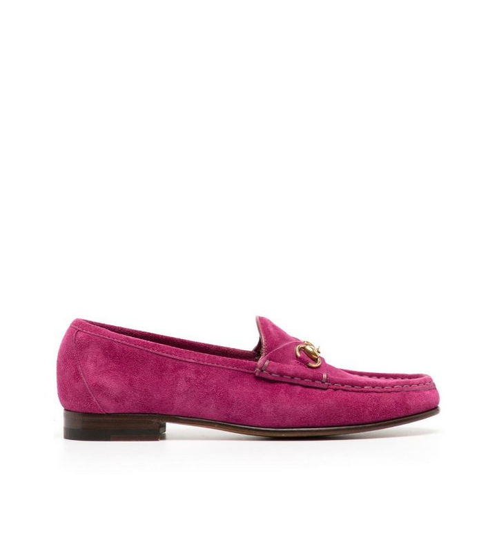 Gucci pink shop suede loafers