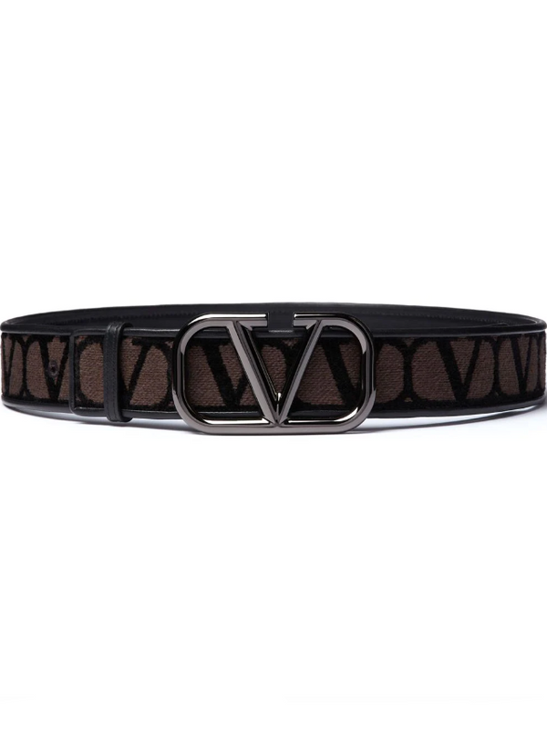 Valentino Garavani Toile Iconographe belt with leather detailing.