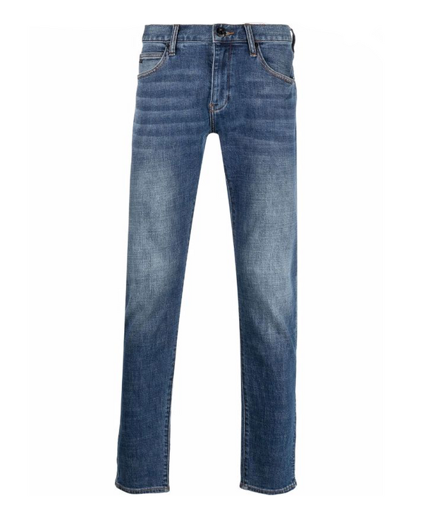 Emporio Armani logo-patch slim-cut jeans