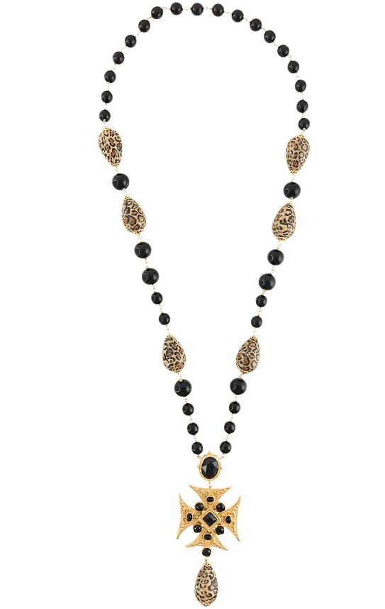 Beaded long cross necklace - Profile Fashion