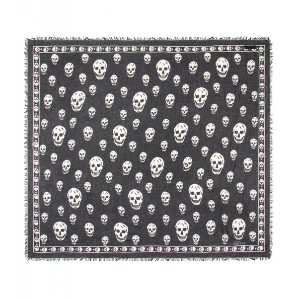 Alexander McQueen Black & white silk blend skull print scarf