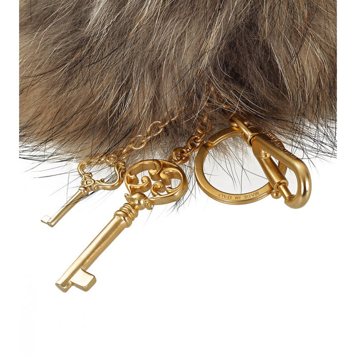Beige Fur Pom Pom Key Ring - Profile Fashion