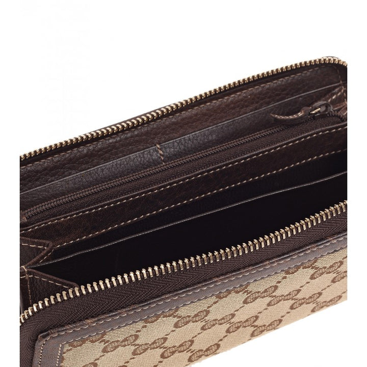 Beige canvas bamboo detail zip around wallet - Profile Fashion