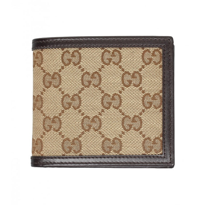 Beige & brown GG fabric coin wallet - Profile Fashion
