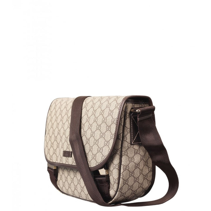 Beige & ebony GG Supreme canvas medium messenger bag - Profile Fashion