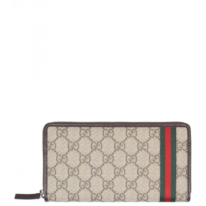 Beige & ebony GG supreme canvas zip around wallet - Profile Fashion