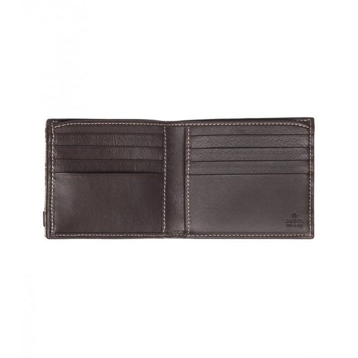 Beige & ebony original GG fabric metal bar bi-fold Wallet - Profile Fashion