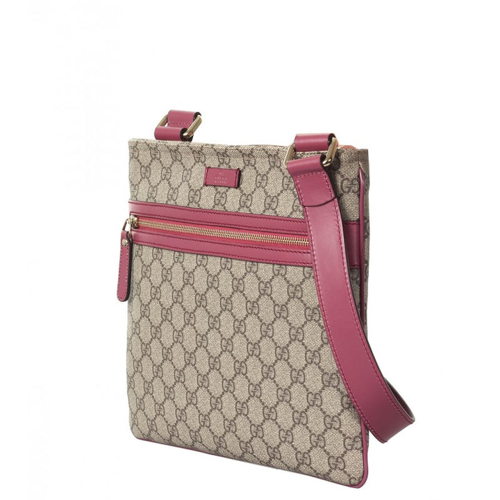 Beige & lilac GG supreme canvasflat messenger bag - Profile Fashion