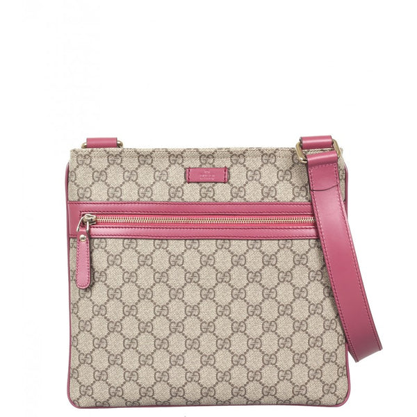 【GUCCI 】GG Supreme Canvas Mother’s Bag ROSE Gucci Crossbody in Antique Rose Blooms, GG Supreme Canvas