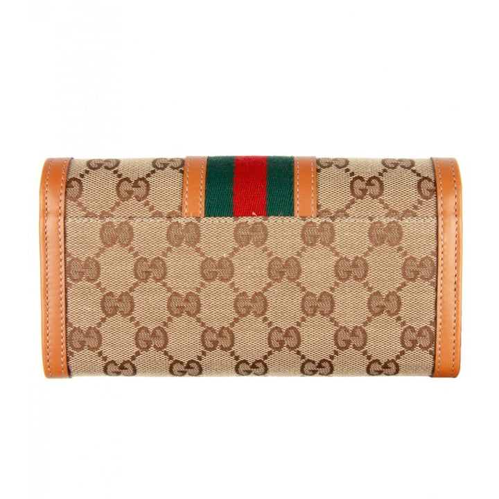 Beige & orange leather canvas wallet - Profile Fashion