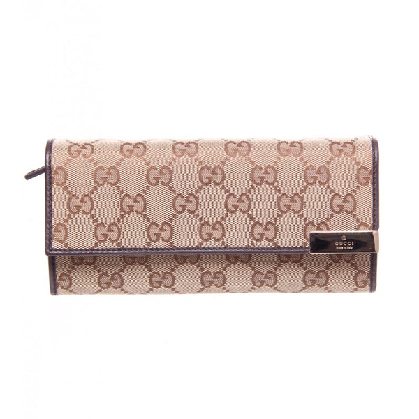 Gucci Beige & Brown Fabric with Leather Trim Envelope Purse