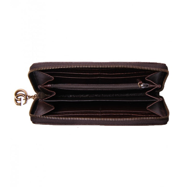 Beige & brown fabric & leather trim GG logo purse - Profile Fashion