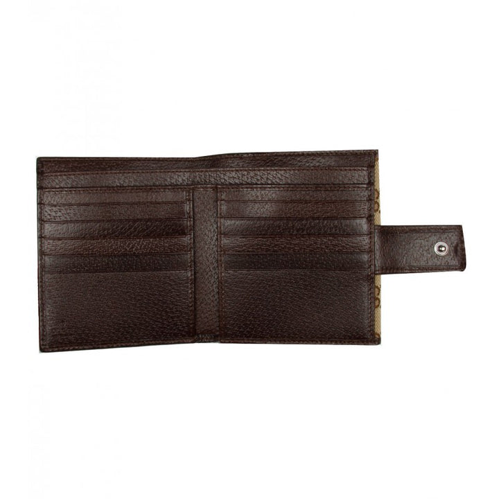 Beige & brown GG canvas french flap wallet - Profile Fashion