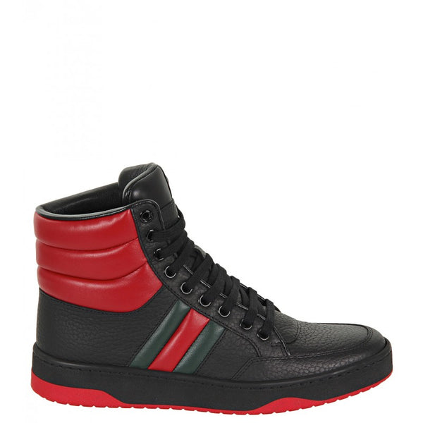 Gucci Black & red leather high top sneakers
