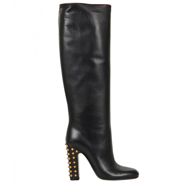 Gucci Black Jacqueline Studded Mid Heel Tall Boot – Profile  display picture 2