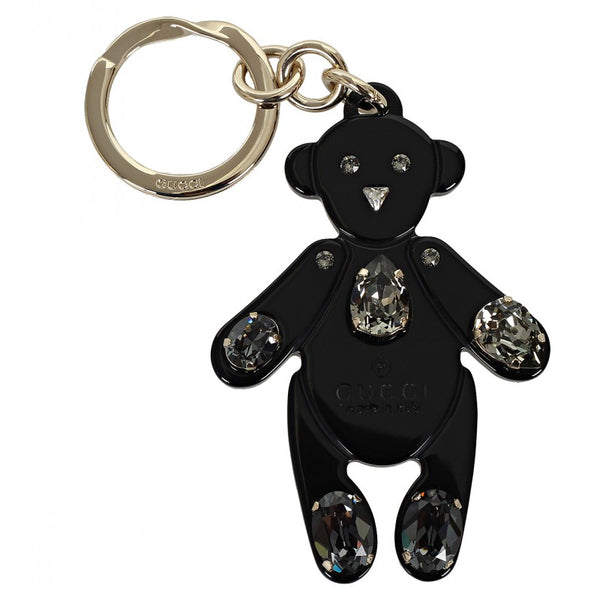 Gucci Black plexiglass crystals Teddy Bear key ring