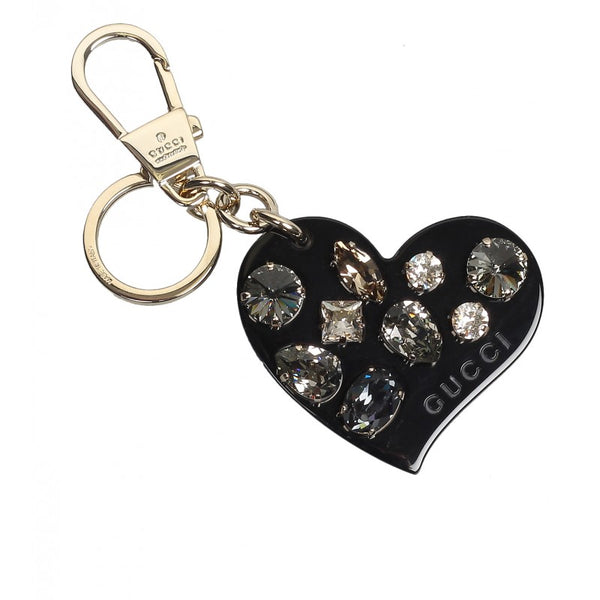 Gucci Black plexiglass heart key ring charm