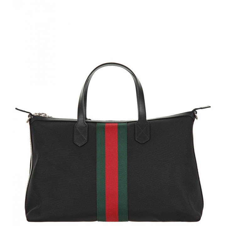 gucci travel business tote bag Gucci Black Techno Canvas Duffle Bag – Profile Fashion
