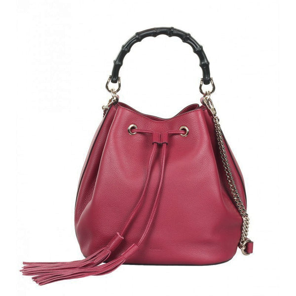 Gucci Bordeaux leather Miss Bamboo bucket bag