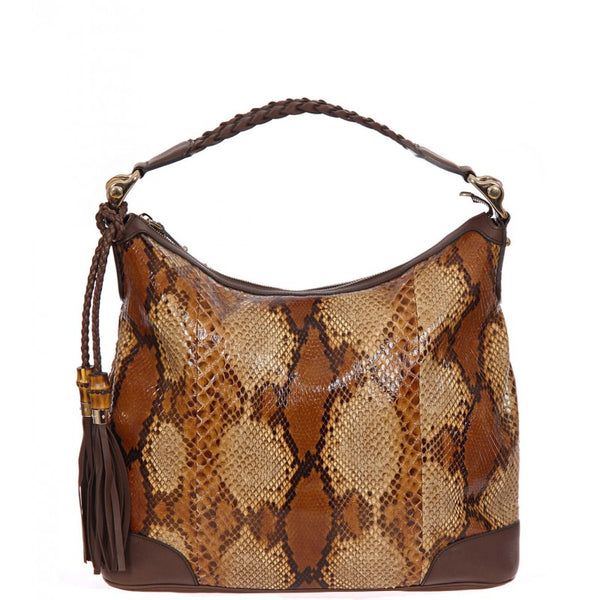 Gucci Brown & tan large snakeskin handbag