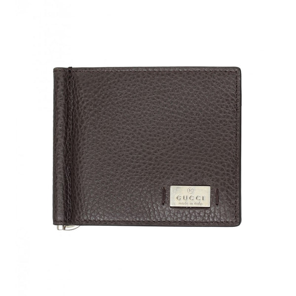 Gucci Dark brown leather money clip wallet