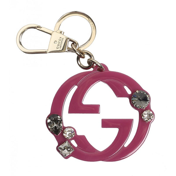 Gucci Dusty rose GG plexiglass crystals key ring charm