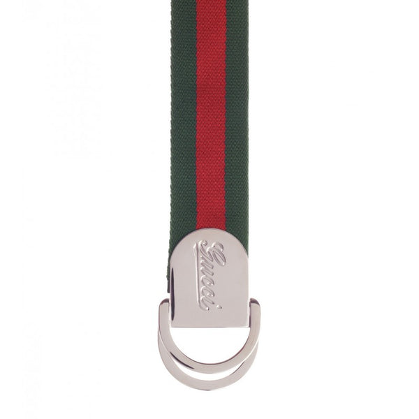 Gucci Green & red nylon web signature buckle belt