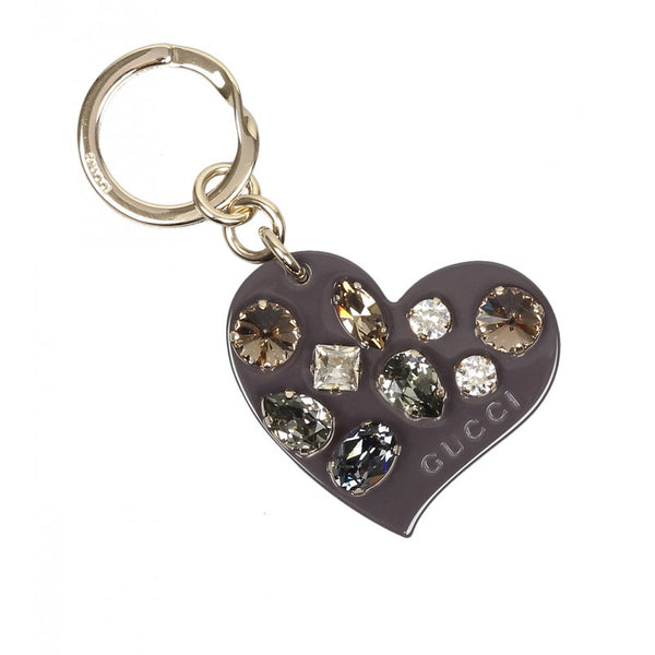 Gucci Grey plexiglass crystals heart key ring