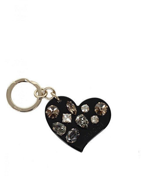 Gucci Black plexiglass crystals heart key ring