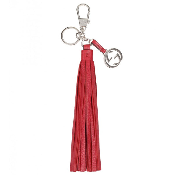 Gucci Hibiscus red leather tassel charm