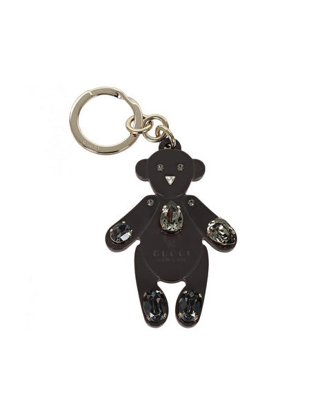 Gucci Grey plexiglass crystals Teddy Bear key ring