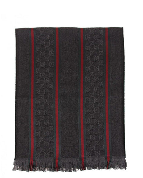 Gucci Grey wool & silk GG jacquard scarf