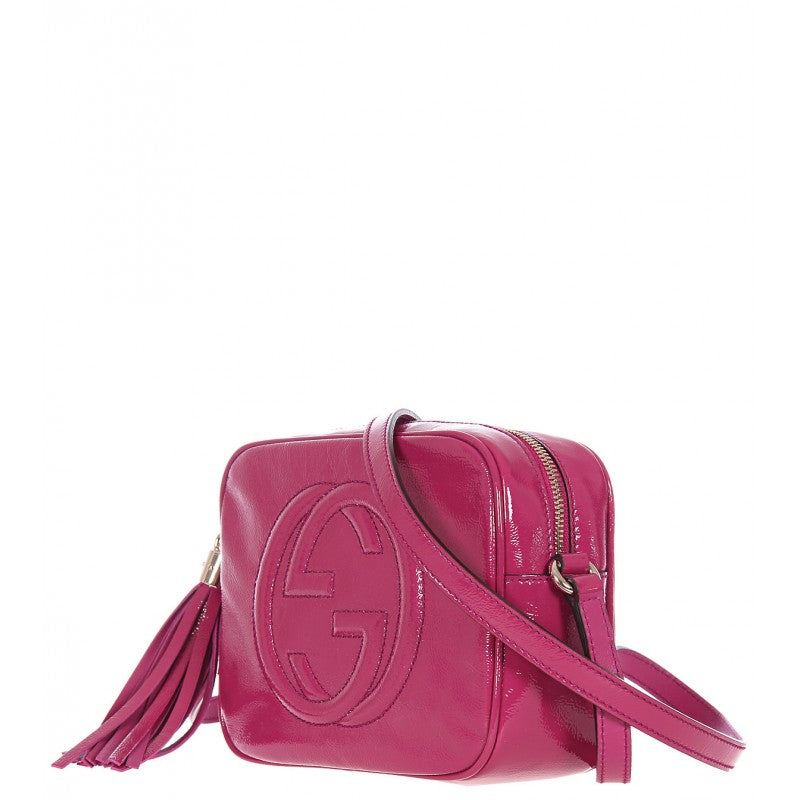 Pink patent hotsell leather handbag