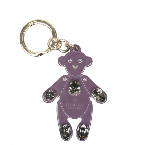 Gucci Purple plexiglass crystals teddy bear key ring