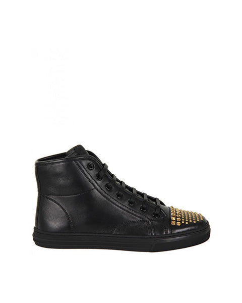 Gucci Black leather studded high top sneakers