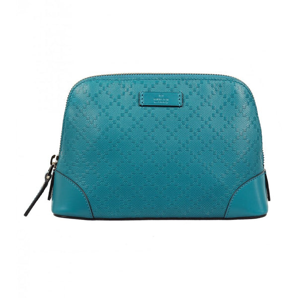 Gucci Teal leather diamante cosmetic case