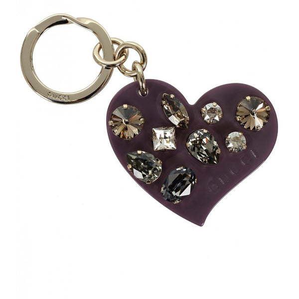 Gucci Violet plexiglass crystals heart key ring